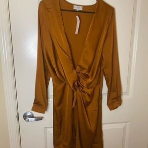 Camel color silk dress